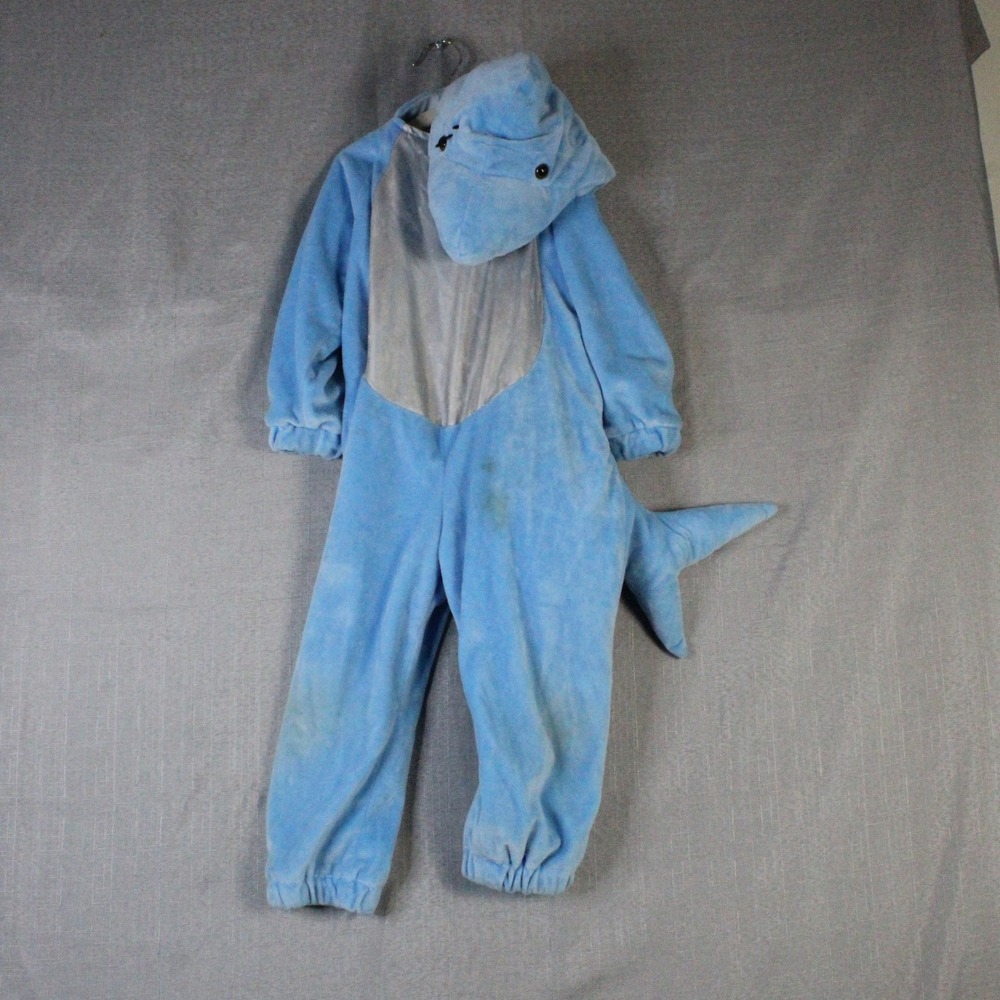 Target Shark Costume 2-3T Blue Plush One Piece Halloween Dress Up Playful Kids
